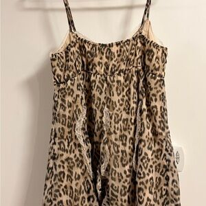 American Eagle  Leopard Print Lace Trim Dress